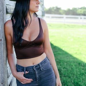 Brown and Black Crop Tops